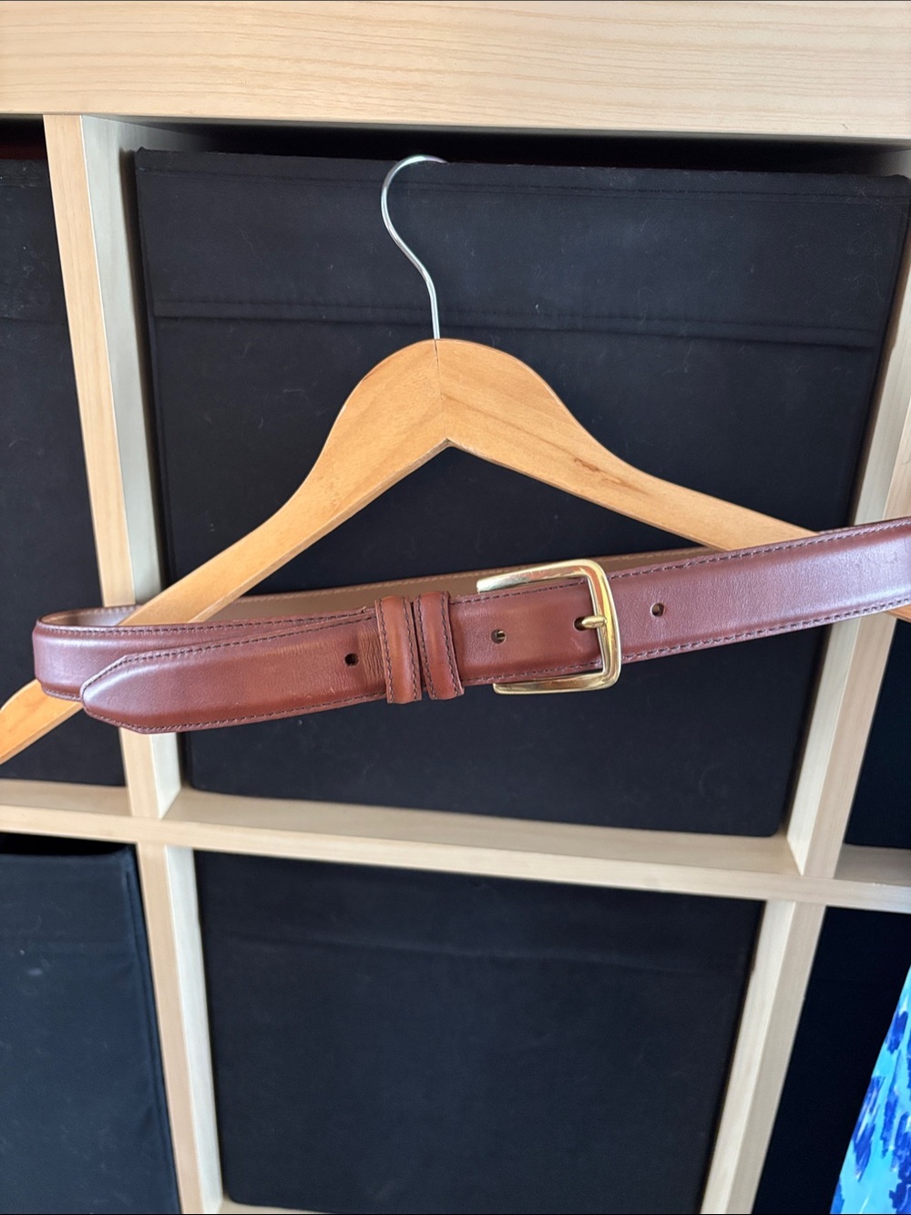 Allen Edmonds Chestnut Brown Leather Calfskin Belt with Solid Brass Buckle